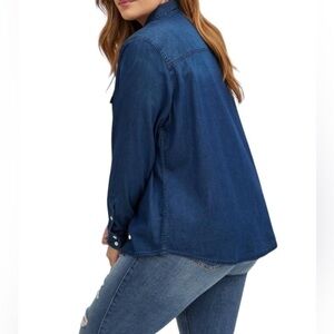Torrid Taylor Medium Wash Denim Button Down Long Sleeve Shirt